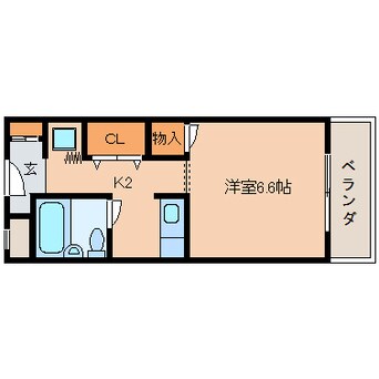 間取図 近鉄生駒線/菜畑駅 徒歩6分 2階 築39年