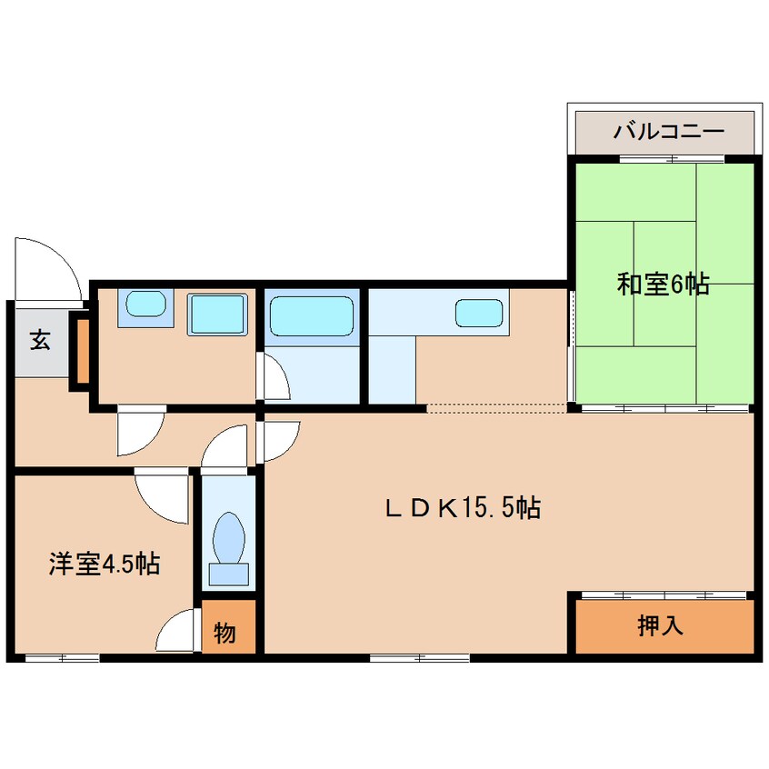 間取図 近鉄生駒線/一分駅 徒歩3分 3階 築31年