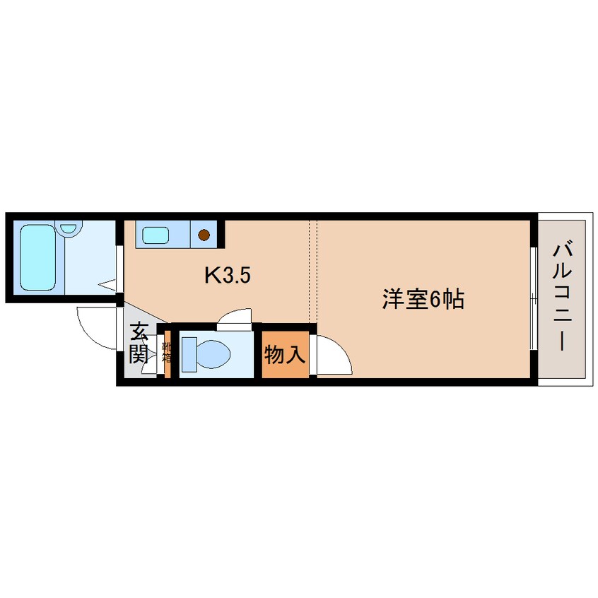 間取図 近鉄難波線・奈良線/生駒駅 徒歩3分 3階 築31年