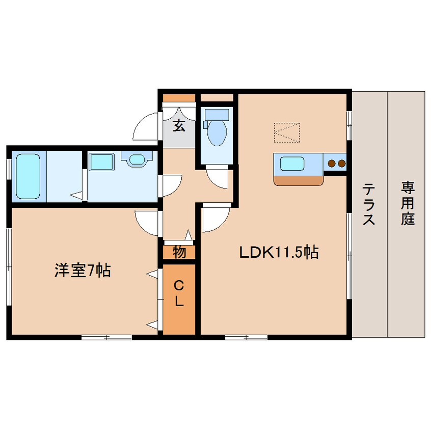 間取図 近鉄難波線・奈良線/生駒駅 バス8分阪奈中央病院下車:停歩3分 1階 築14年