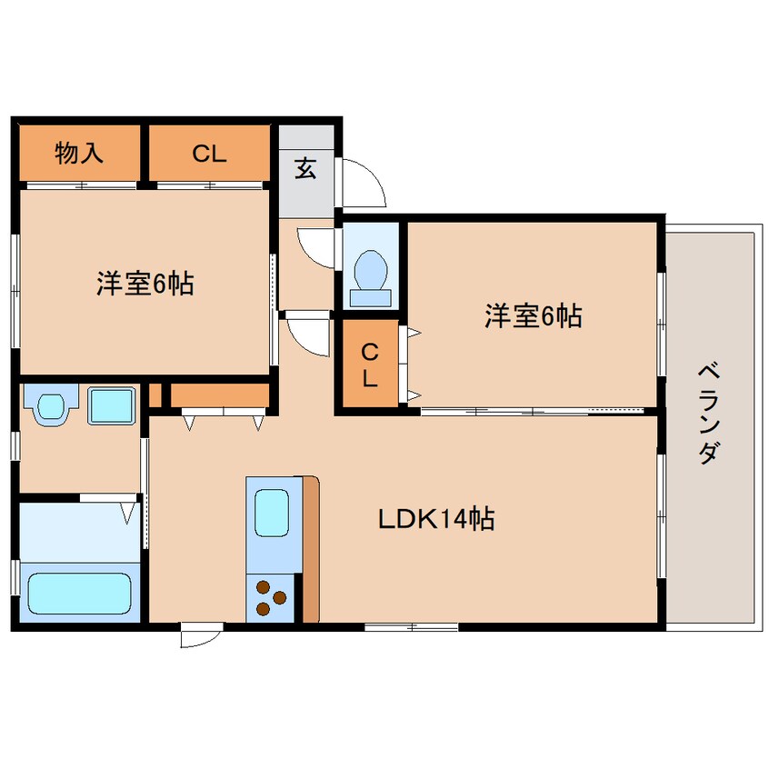 間取図 近鉄生駒線/南生駒駅 徒歩15分 2階 築17年