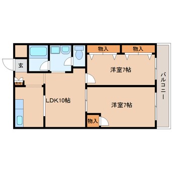 間取図 近鉄けいはんな線/学研北生駒駅 徒歩3分 2階 築33年