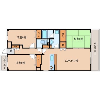 間取図 近鉄生駒線/一分駅 徒歩6分 5階 築35年