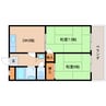 近鉄生駒線/菜畑駅 徒歩6分 2階 築41年 2DKの間取り
