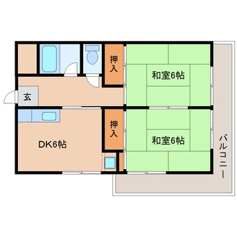 間取図 近鉄生駒線/菜畑駅 徒歩6分 3階 築41年