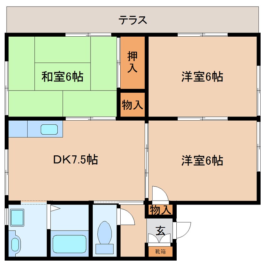 間取図 近鉄難波線・奈良線/生駒駅 徒歩10分 1階 築28年