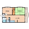 近鉄生駒線/南生駒駅 徒歩3分 3階 築46年 2LDKの間取り