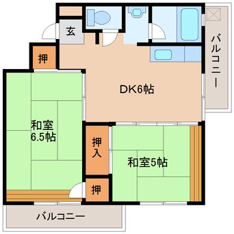 間取図 近鉄難波線・奈良線/東生駒駅 徒歩2分 4階 築52年