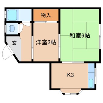 間取図 近鉄難波線・奈良線/生駒駅 徒歩8分 2階 築50年