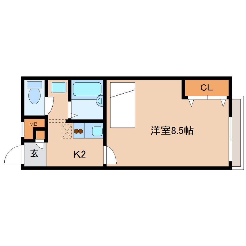 間取図 近鉄難波線・奈良線/生駒駅 徒歩22分 2階 築14年