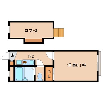 間取図 近鉄難波線・奈良線/生駒駅 バス10分松美台下車:停歩3分 2階 築22年