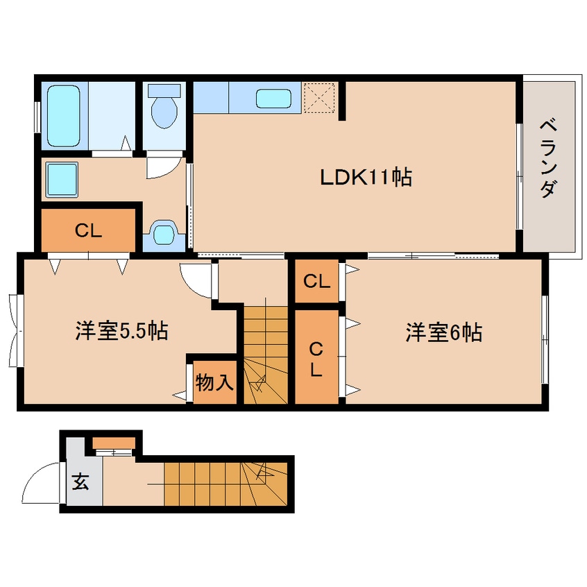 間取図 近鉄生駒線/南生駒駅 徒歩10分 2階 築13年