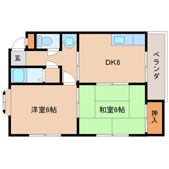 間取図 近鉄難波線・奈良線/東生駒駅 徒歩4分 3階 築38年