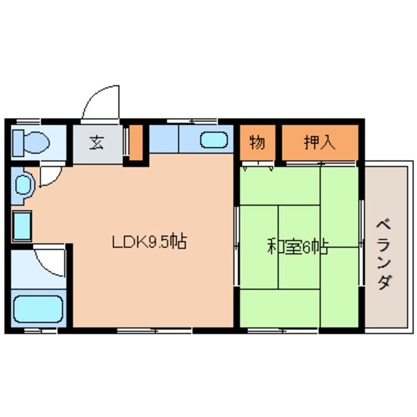 間取図 近鉄難波線・奈良線/生駒駅 バス10分松美台下車:停歩1分 2階 築26年