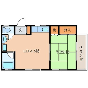 間取図 近鉄難波線・奈良線/生駒駅 バス10分松美台下車:停歩1分 2階 築26年