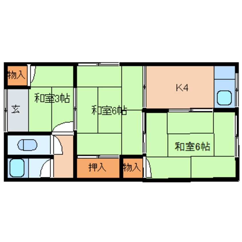 間取図 近鉄難波線・奈良線/生駒駅 徒歩8分 2階 築48年