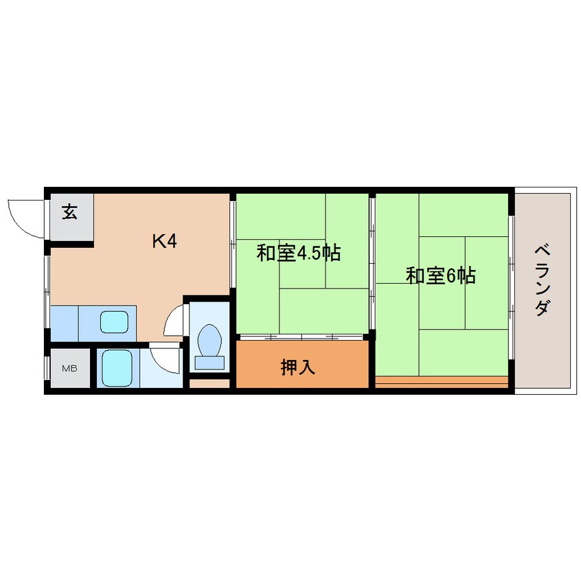 間取図 近鉄生駒線/一分駅 徒歩5分 3階 築50年