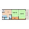 近鉄生駒線/一分駅 徒歩5分 3階 築51年 2Kの間取り