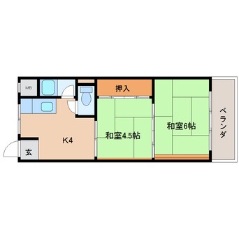 間取図 近鉄生駒線/一分駅 徒歩5分 3階 築50年
