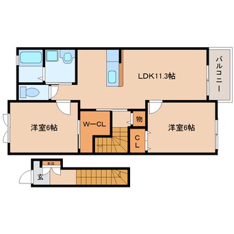 間取図 近鉄生駒線/東山駅 徒歩13分 2階 築10年