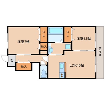 間取図 近鉄難波線・奈良線/東生駒駅 バス7分さつき台住宅下車:停歩6分 1階 築10年