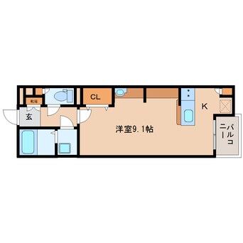 間取図 近鉄生駒線/一分駅 徒歩5分 1階 築9年