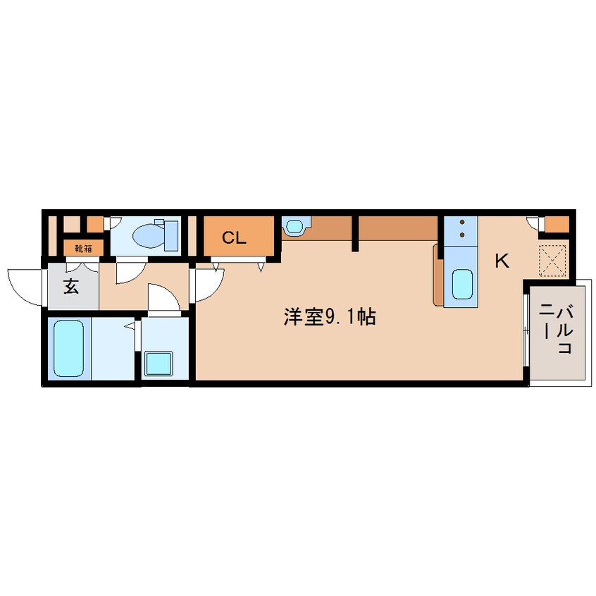 間取図 近鉄生駒線/一分駅 徒歩5分 1階 築9年