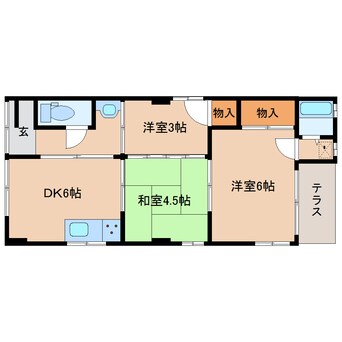 間取図 近鉄難波線・奈良線/生駒駅 徒歩8分 1階 築41年