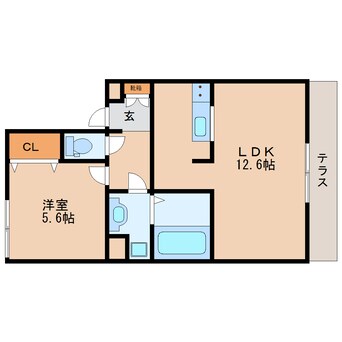 間取図 近鉄生駒線/南生駒駅 徒歩5分 1階 築6年