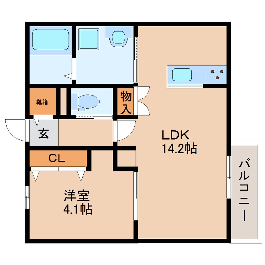 間取図 近鉄難波線・奈良線/生駒駅 徒歩8分 1階 築4年