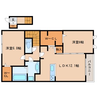 間取図 近鉄生駒線/南生駒駅 徒歩6分 2階 築4年