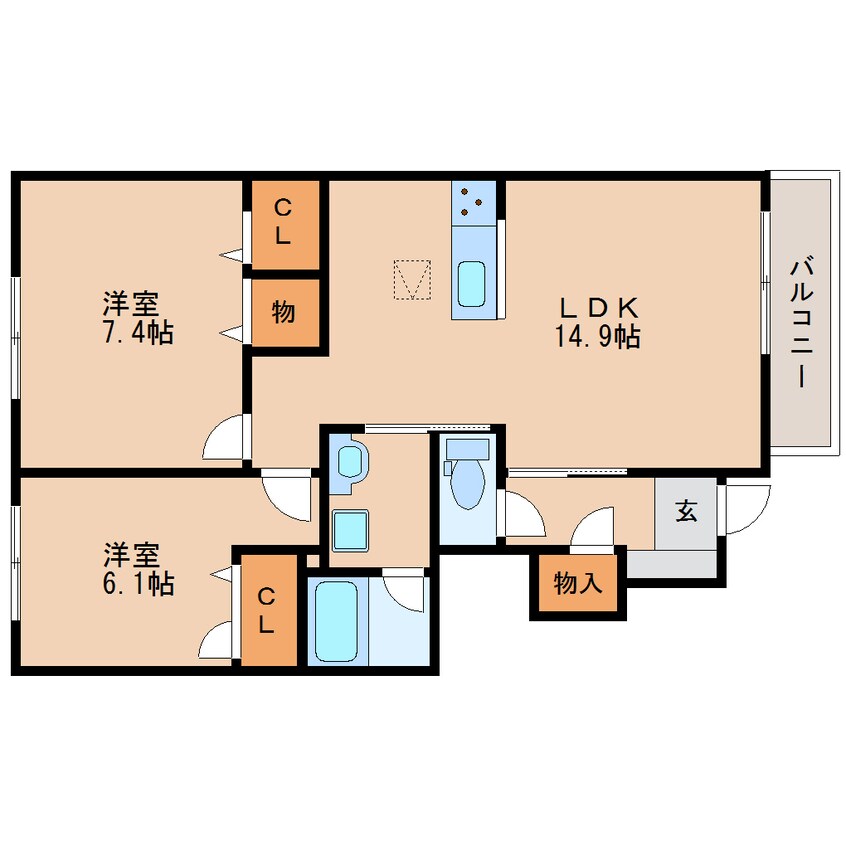 間取図 近鉄難波線・奈良線/生駒駅 徒歩11分 1階 築5年