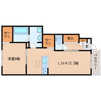 間取図 近鉄難波線・奈良線/生駒駅 徒歩20分 1階 築3年