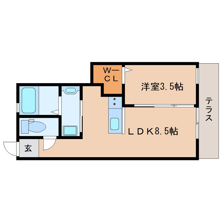 間取図 近鉄難波線・奈良線/生駒駅 徒歩12分 1階 築3年