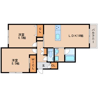 間取図 近鉄難波線・奈良線/生駒駅 徒歩5分 2階 築4年