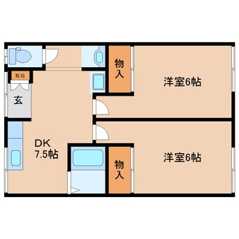 間取図 近鉄難波線・奈良線/生駒駅 徒歩8分 1階 築59年