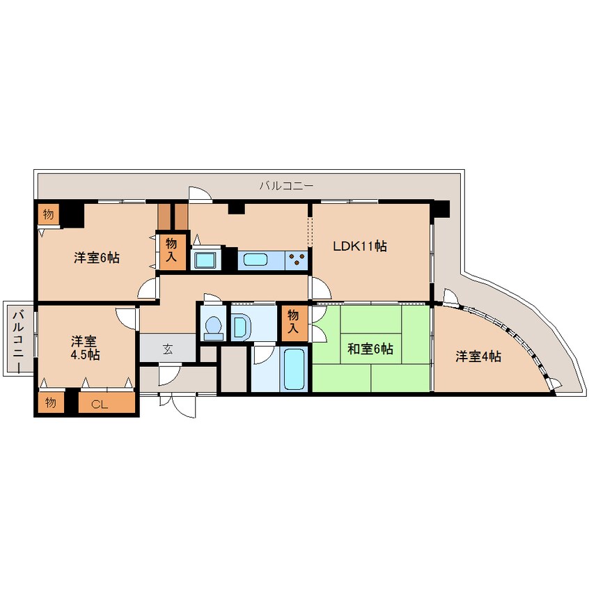 間取図 近鉄難波線・奈良線/生駒駅 徒歩2分 6階 築27年