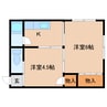 近鉄生駒線/菜畑駅 徒歩5分 1階 築53年 2Kの間取り