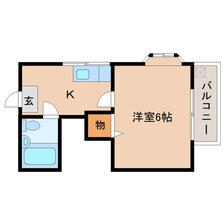 間取図 近鉄難波線・奈良線/生駒駅 徒歩8分 1階 築38年