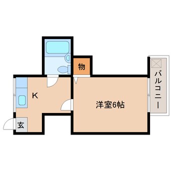 間取図 近鉄難波線・奈良線/生駒駅 徒歩8分 2階 築39年