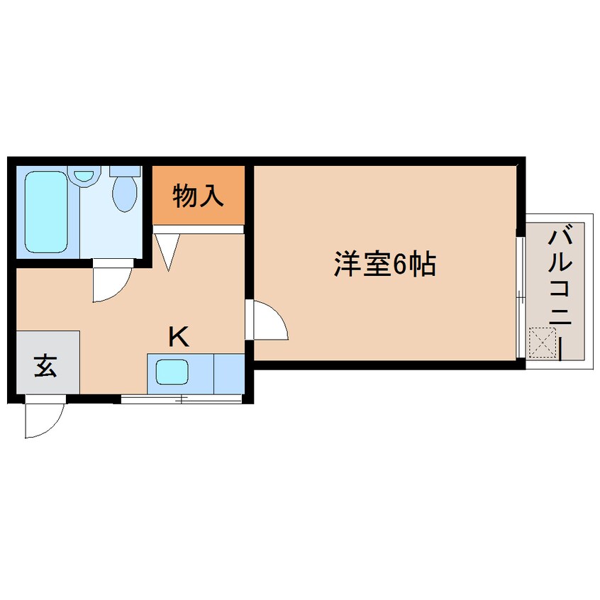 間取図 近鉄難波線・奈良線/生駒駅 徒歩8分 2階 築38年