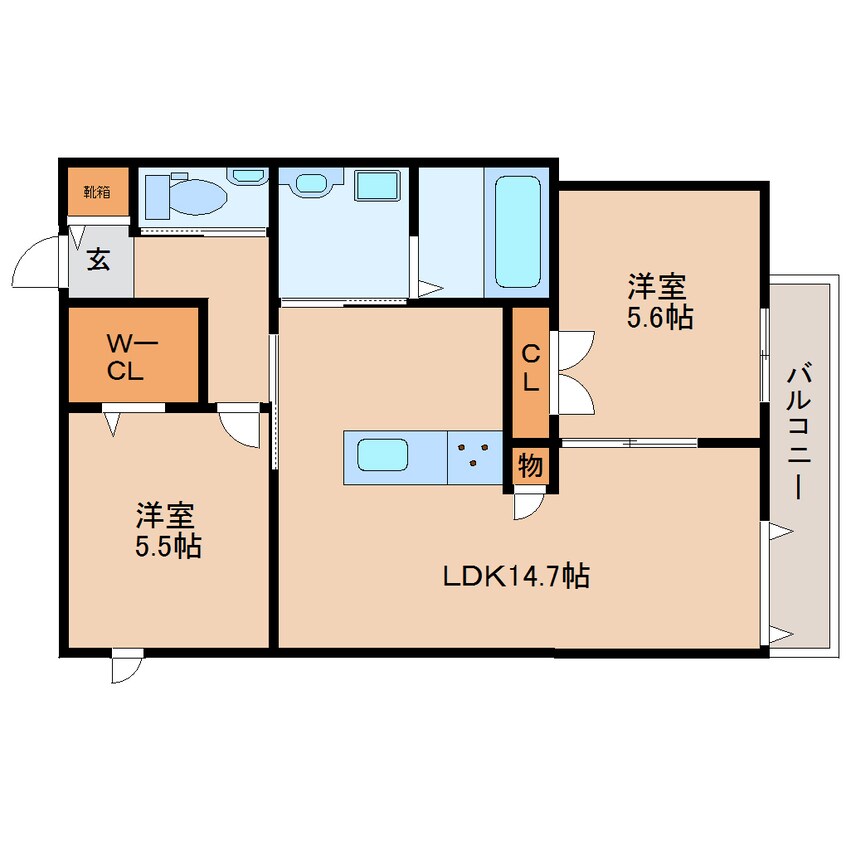 間取図 近鉄難波線・奈良線/生駒駅 徒歩2分 2階 1年未満