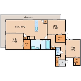 間取図 近鉄難波線・奈良線/生駒駅 徒歩2分 4階 築2年