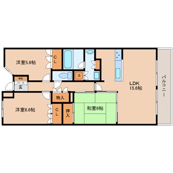 間取図 近鉄難波線・奈良線/生駒駅 徒歩2分 1階 築18年