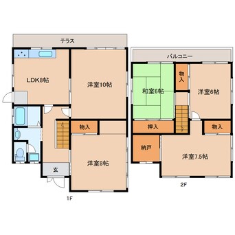 間取図 近鉄難波線・奈良線/生駒駅 徒歩11分 1階 築50年