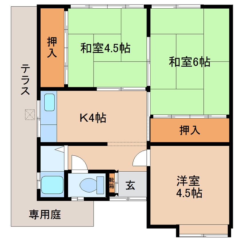 間取図 近鉄生駒線/生駒駅 徒歩11分 1階 築54年