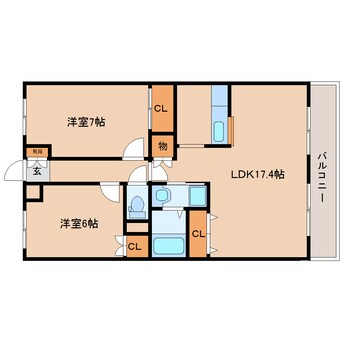 間取図 近鉄難波線・奈良線/近鉄奈良駅 バス13分梅美台小学校下車:停歩1分 3階 築22年