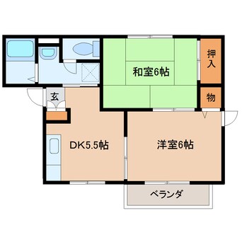 間取図 奈良線/平城山駅 徒歩8分 1階 築28年