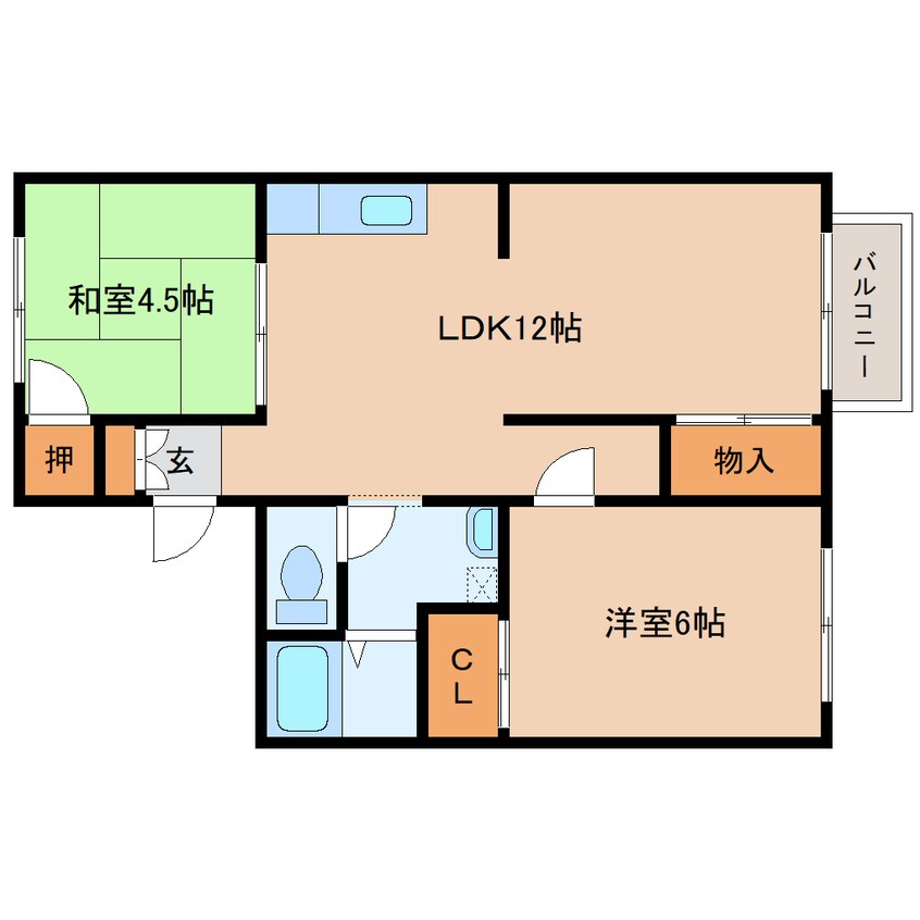 間取図 近鉄難波線・奈良線/近鉄奈良駅 徒歩14分 1階 築41年