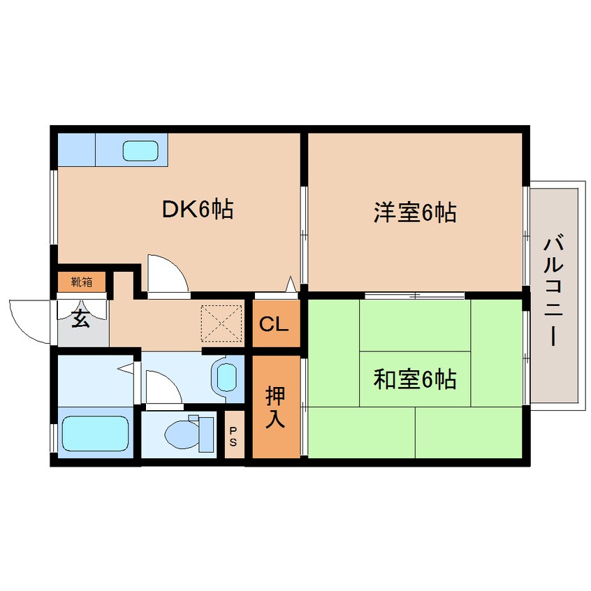 間取図 近鉄難波線・奈良線/近鉄奈良駅 バス10分高畑住宅下車:停歩5分 2階 築31年